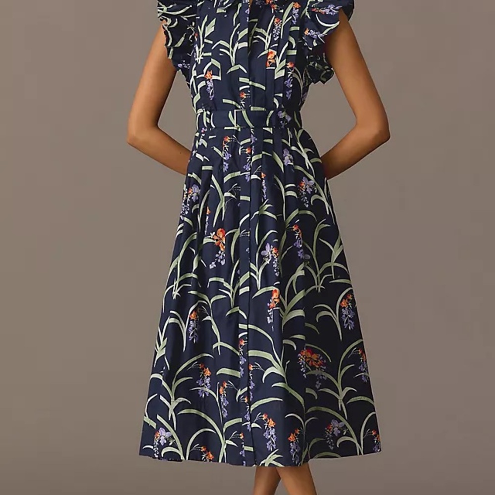 Maeve by Anthropology Navy Floral Midi Dress